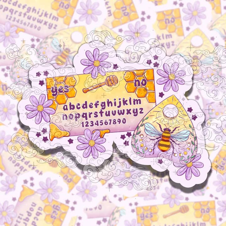 Ouija Bee Cute Colorful Fun Witchy Vinyl Sticker for wholesale by Sticky Sadness Designs