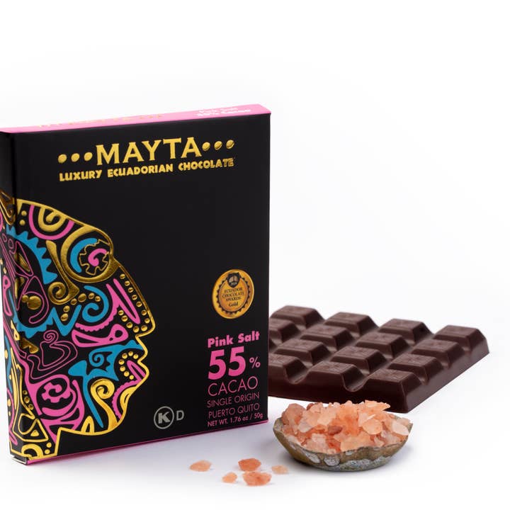 Mayta Gourmet 55% Mörk Choklad Rosa Salt för wholesale av Mayta Gourmet Ecuadorian Chocolate & Coffee