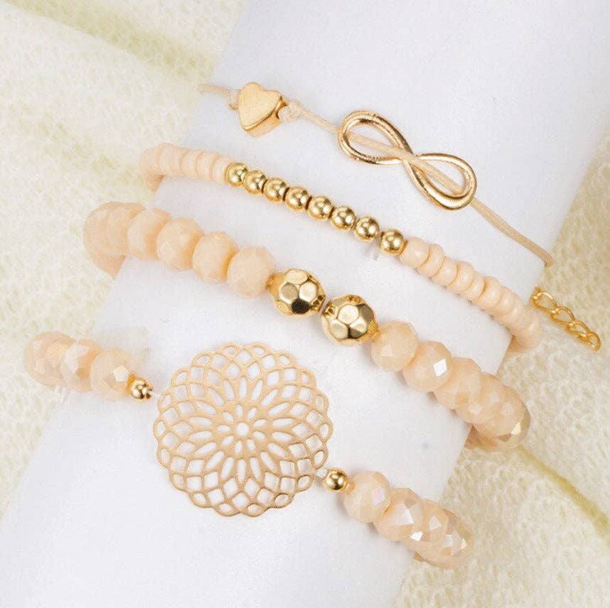 Kate Tuesday Jewelry - Venta al por mayor Juegos de joyas - Pulseras elásticas rosa, blanco+oro rosa1