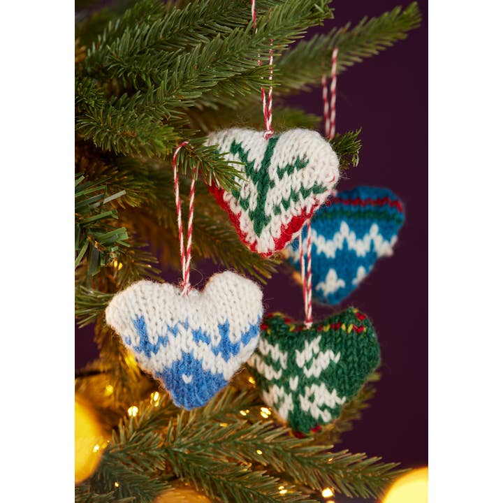 Namaste - Wholesale Christmas decoration - Knitted Fair Isle Heart Decoration1
