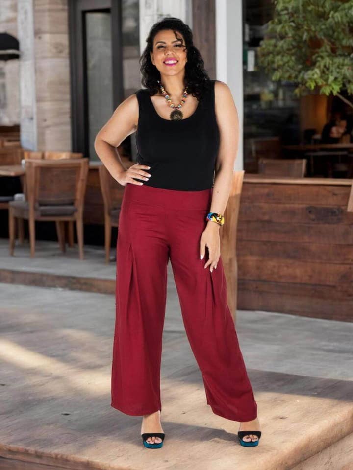 Kimago gerade Hose in großen Größen aus leichtem Rayon für den Großhandel von Kimago Look