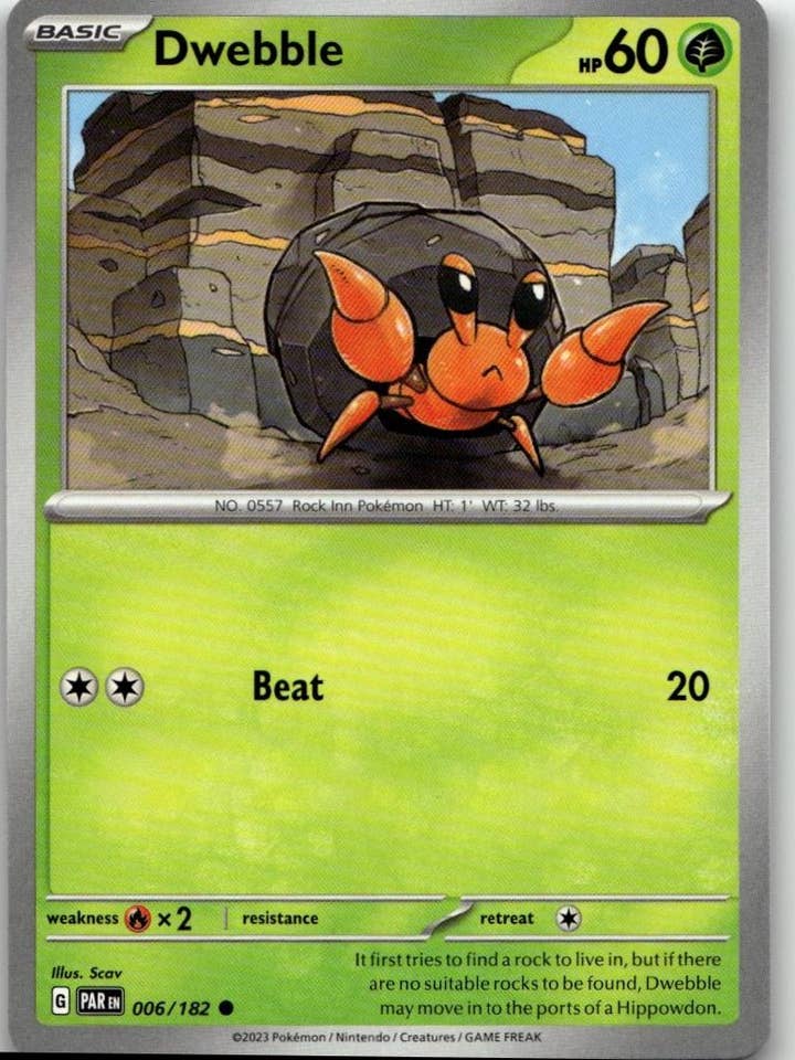 Pokémon SV04: Paradox Rift - Dwebble #006/182 for wholesale by Chronic Cards