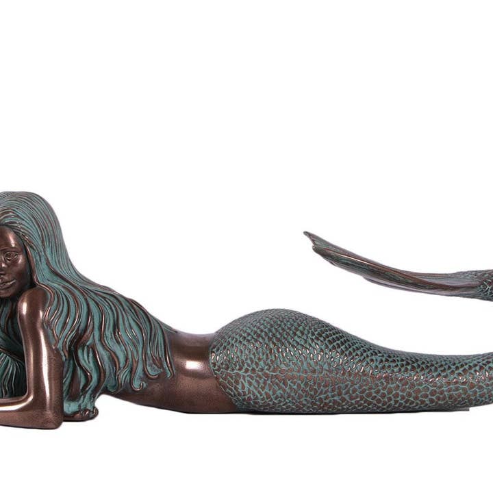 Nautical Tropical Imports - Vente Sculpture - Finition bronze vert sirène de bord de mer Solana6