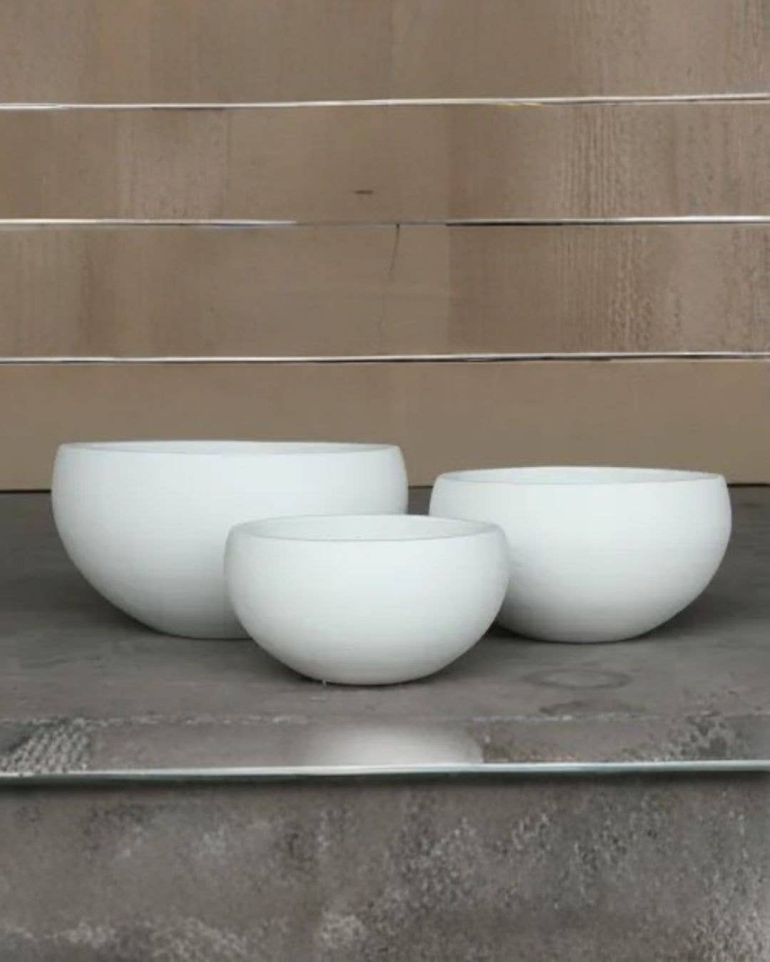 The Farmer's Daughter - Wholesale Plant Pot - Zen Cement Bowl Set/3 – White