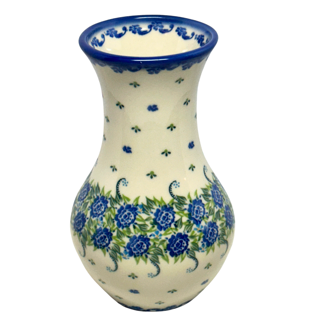 Music City Polish Pottery - Wholesale Vase - Vase - Galia, Blue Chrysanthemum1