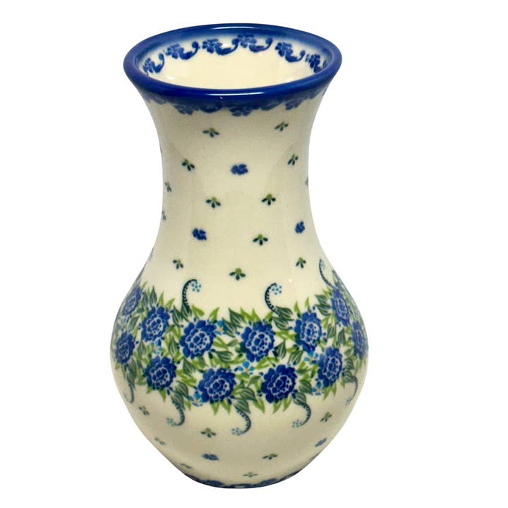 Music City Polish Pottery - Wholesale Vase - Vase - Galia, Blue Chrysanthemum1