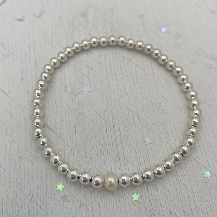 Pulsera de cuentas clásicas de perlas simples en plata de ley para venta al por mayor de Isabelle Grace Jewelry