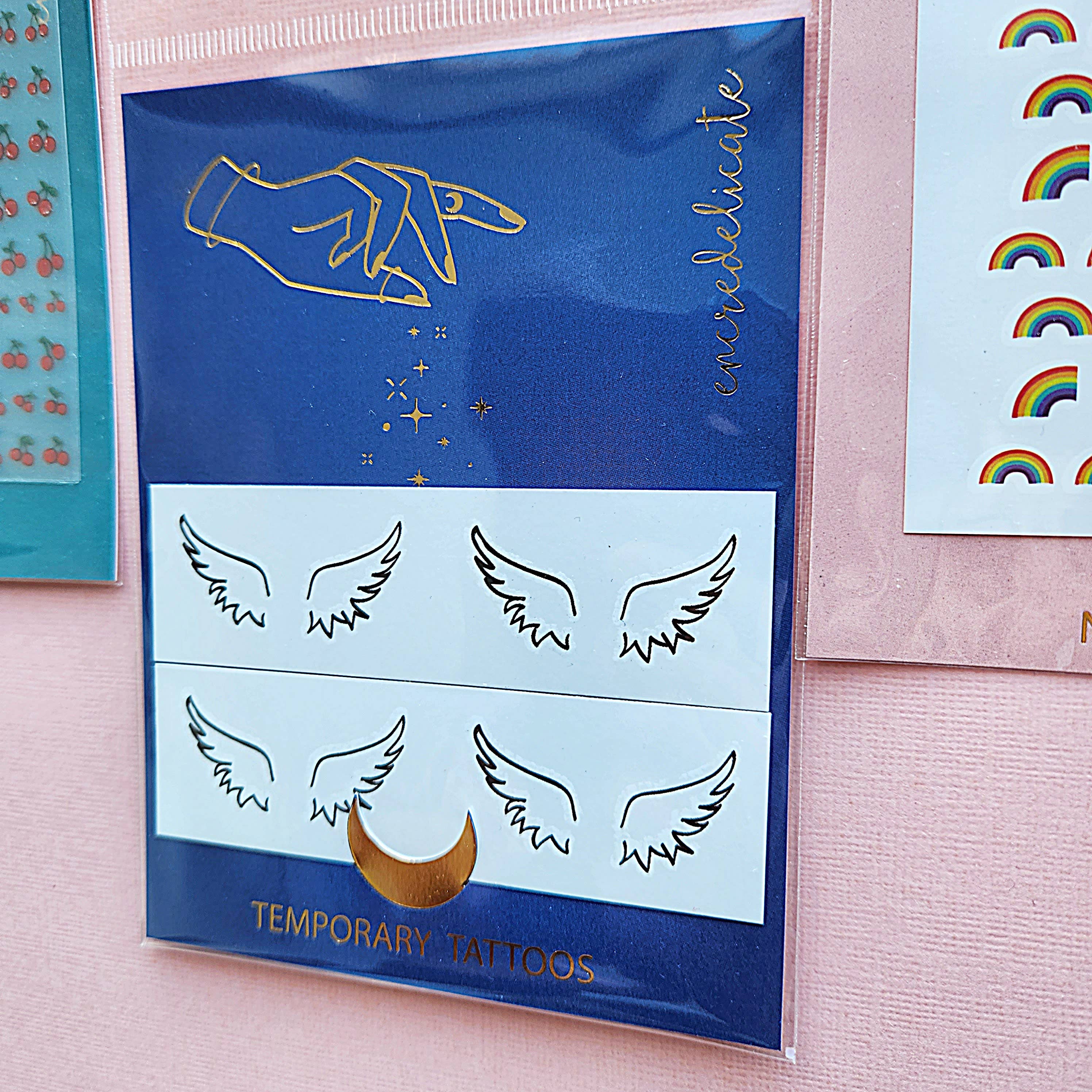 encredelicate - Wholesale Temporary Tattoo - minimalist pair of wings temporary tattoo (set of 4)2