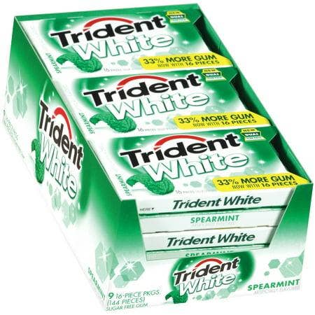 Trident White Sugar-Free Spearmint Gum 9 Count 16 Pieces Each for wholesale by Long Island Candy Factory