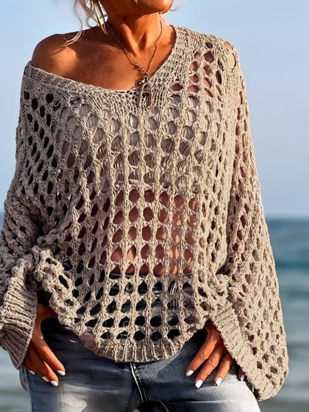 Rosa Clothing - Wholesale Swim Cover Up - Women's - Sexy Cut-Out Knitted Beach Cover-Up