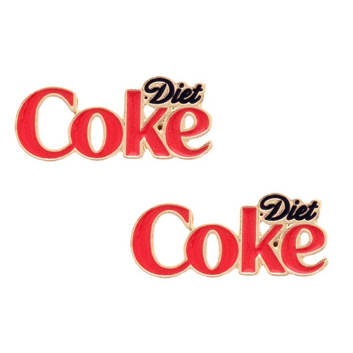 Orecchini a perno con logo smaltato Diet Coke in rosso/nero per la vendita all'ingrosso da parte di Canvas Style