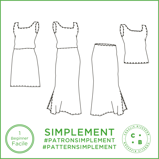 Coralie Bijasson - Wholesale Craft Sewing Kit - Simply Pattern - Top & Skirt - FR 34/56, US 2/24, UK 6/2815