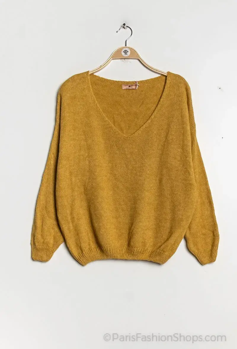 Mimi & Gogo - Vente Pull en maille – femme - Pull uni basique @20127_uni35