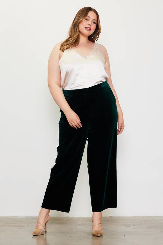 SKIES ARE BLUE - Wholesale Pants - Women's - Plus Size Velvet Straight Fit Pants6
