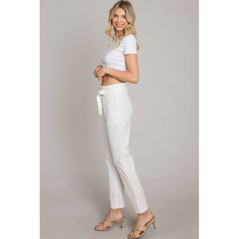 Lemon Tree - Wholesale Pants - Women's - Paper Bag Waist Front Tied Pants3