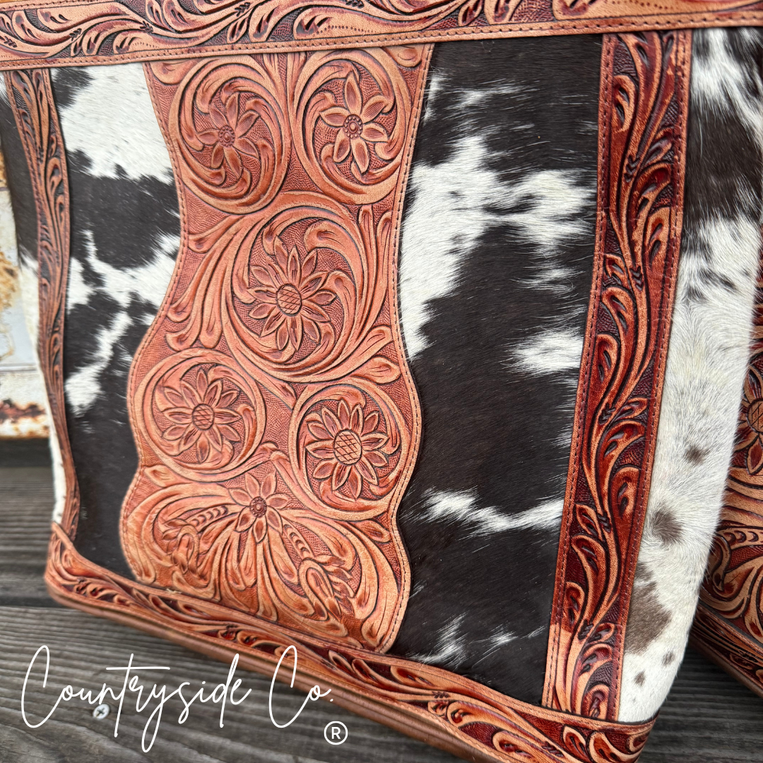 Texas Western Cowhide Bags and More – wholesale Tote bag – Women's – Lucille Tooled Leather Cowhide Tote, Purse2