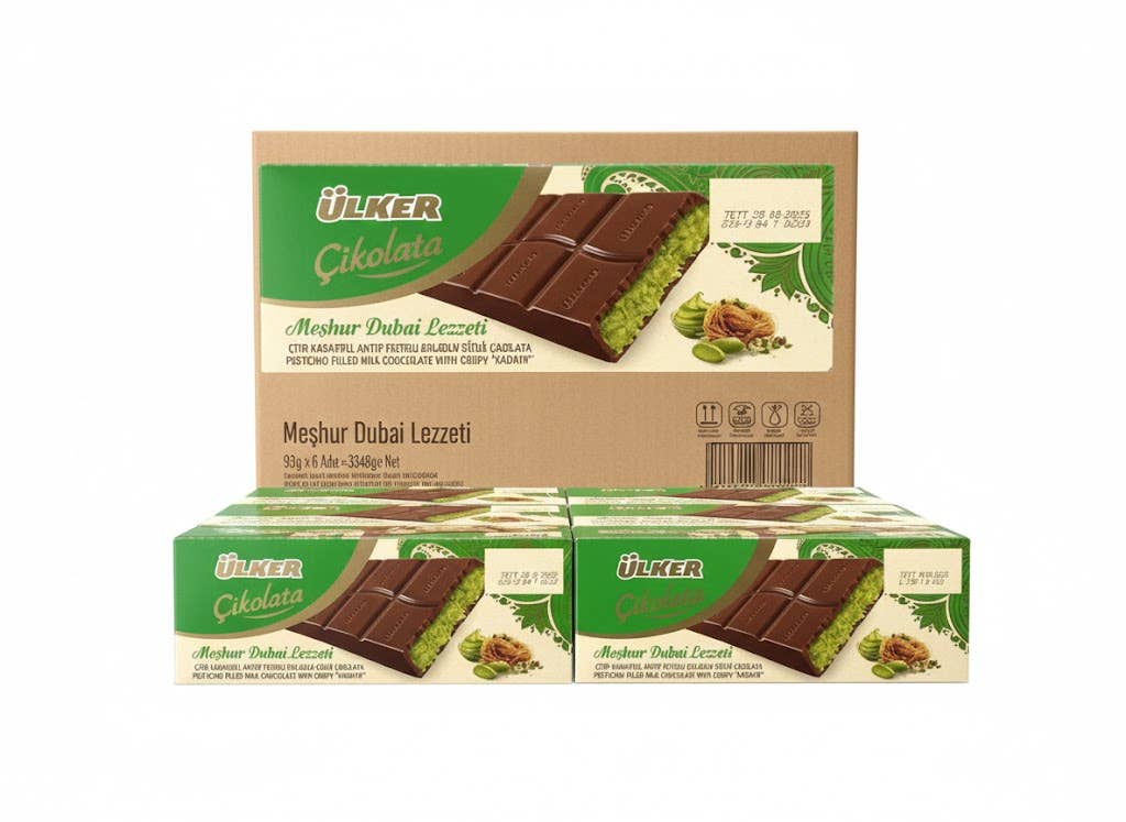 Aladdin – Engroshandel Chokoladebar – Dubai Chokoladebar 93g Ülker Pistacie Halal Tyrkisk2