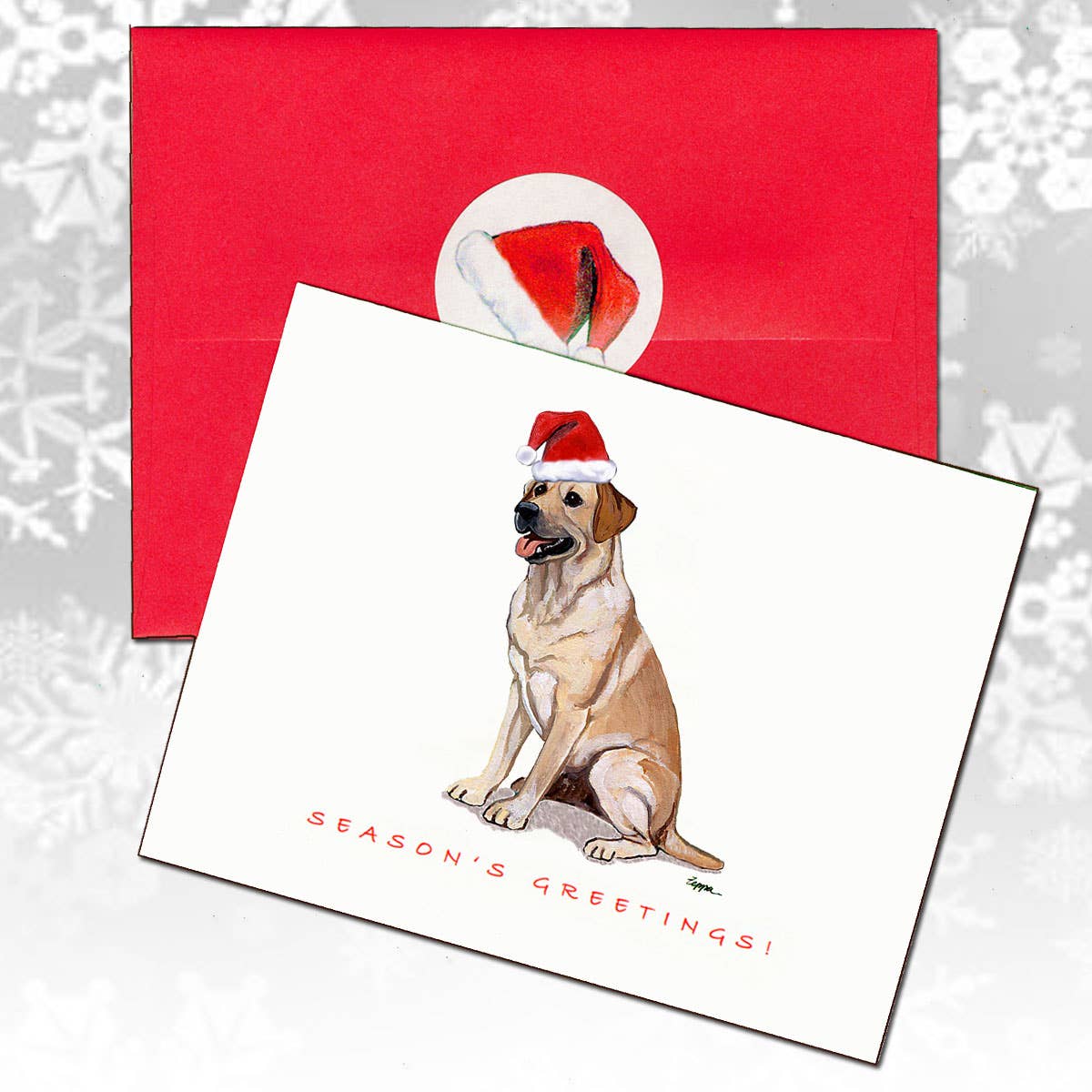 Zeppa Studios - Wholesale Christmas Card - Labrador Yellow Christmas Cards0