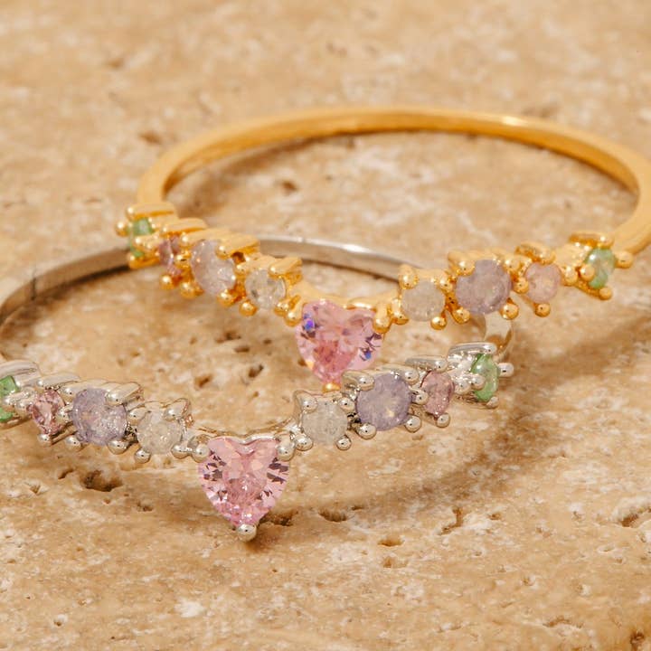 Anarchy Street - Vendita all'ingrosso Anello midi/a fascia - Anello a fascia Cz Heart Station