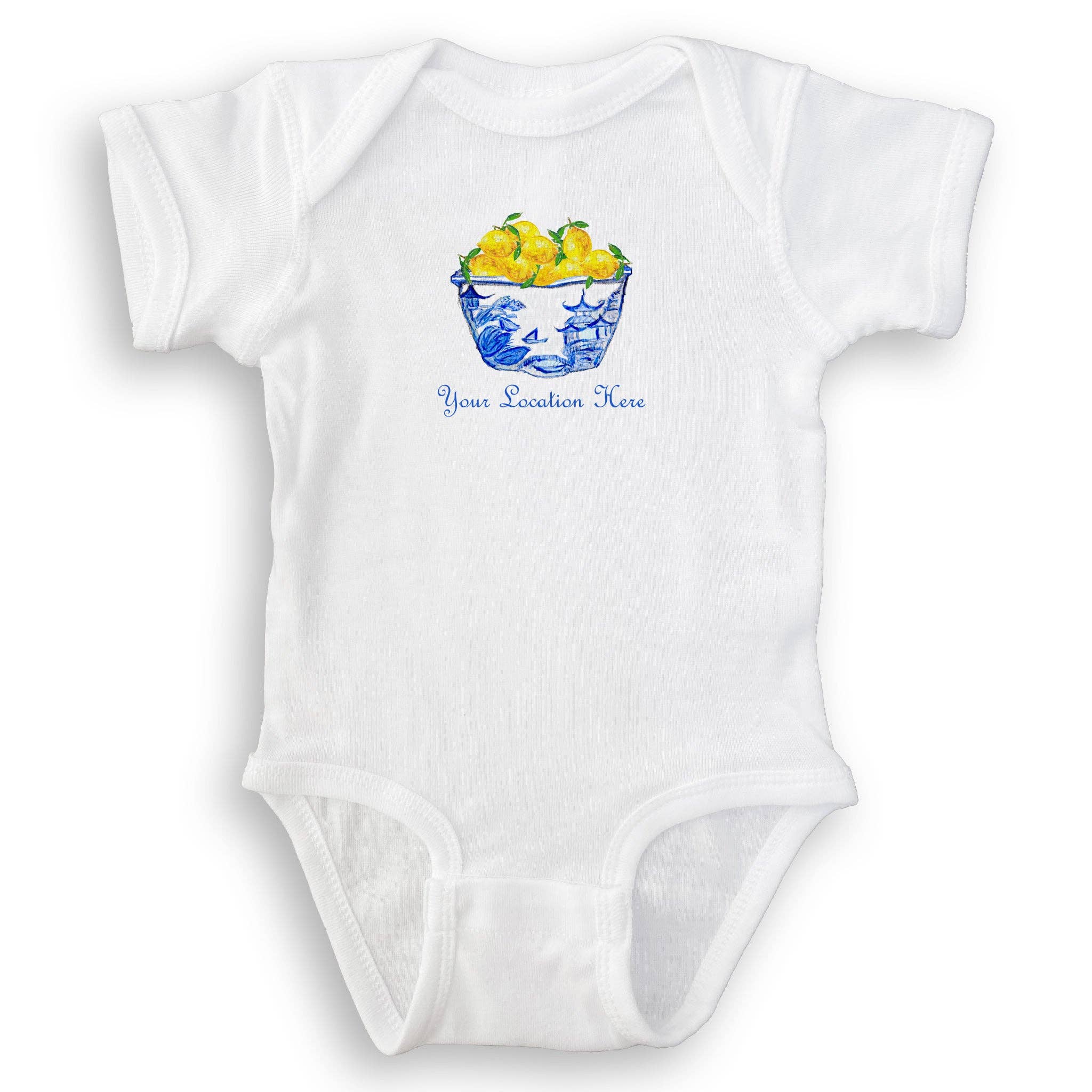 French Graffiti - Wholesale Tea Towel - Blue & White Bowl with Lemons and Location14