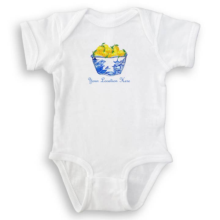 French Graffiti - Wholesale Tea Towel - Blue & White Bowl with Lemons and Location14