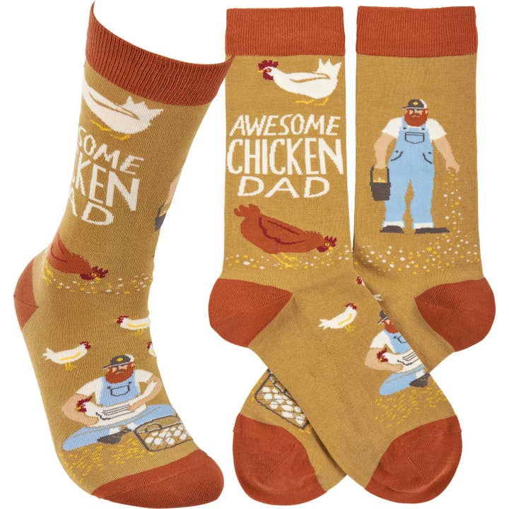 Awesome Chicken Dad Socks for wholesale by Primitives by Kathy