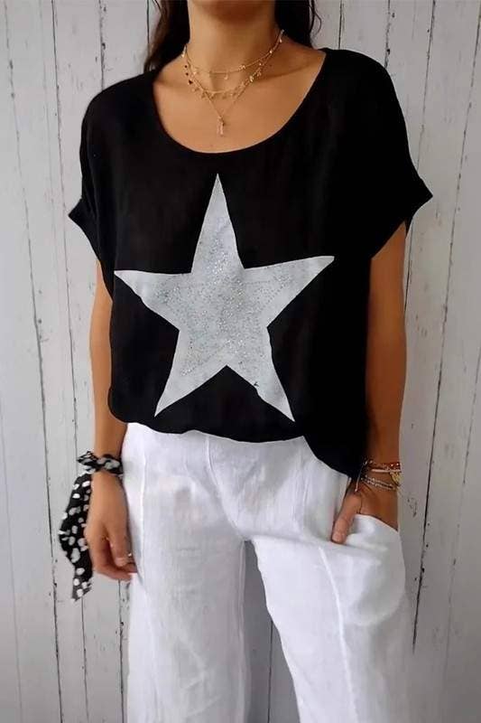 Fashion Combination - Wholesale Blouse - Women's - starlight linen tee2