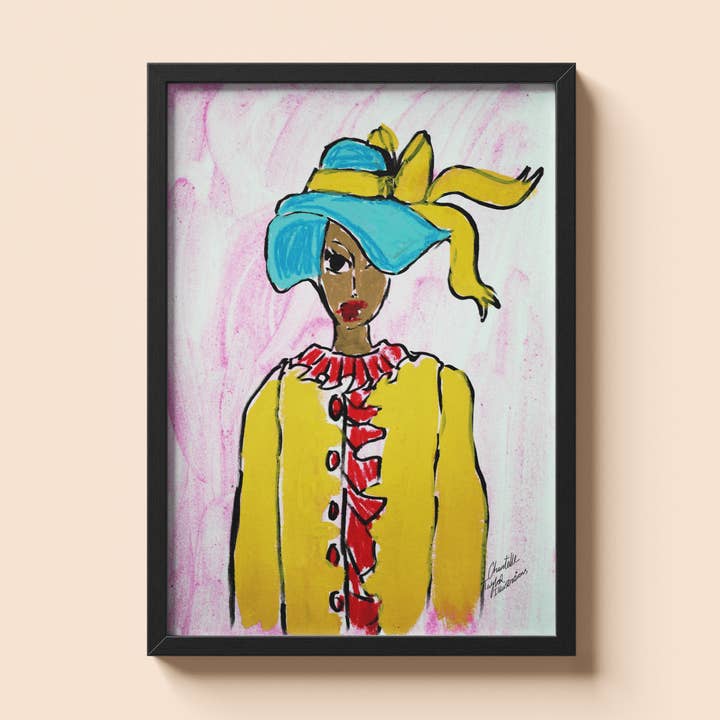Colourful Fashion Portrait Art Print Vibrant illustration for wholesale by Chantelle Taylor Illustrations