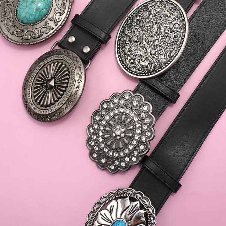 WESTERN OVAL BUCKLE FASHION LEATHER BELT | 40BT655 and other Purchase Wholesale women's belts. Free Returns & Net 60 Terms on Faire trending on Faire.