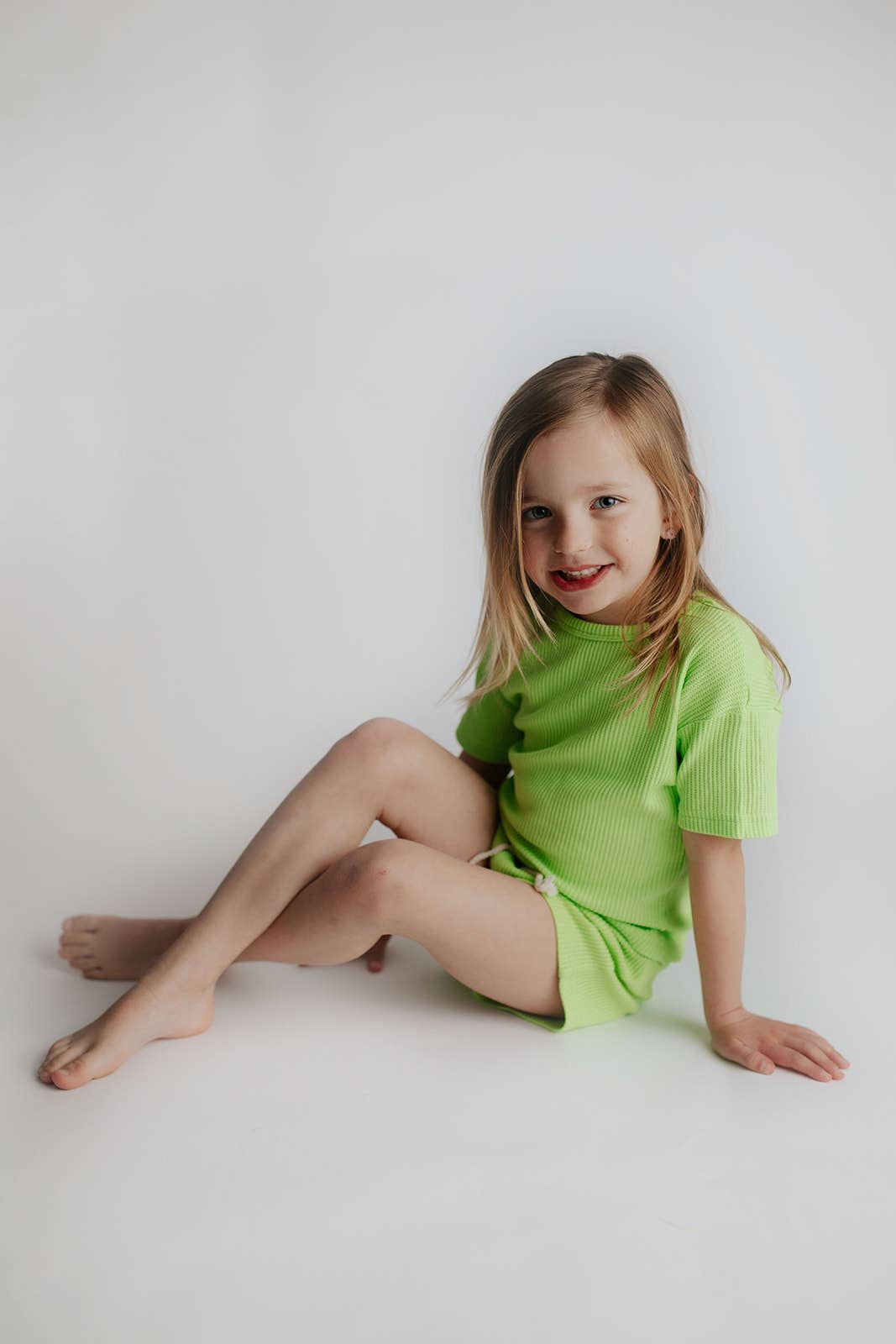 Three Little Tots – wholesale Top & short set – Kids – Lime Green Summer Waffle Toddler Top & Bottom Set32