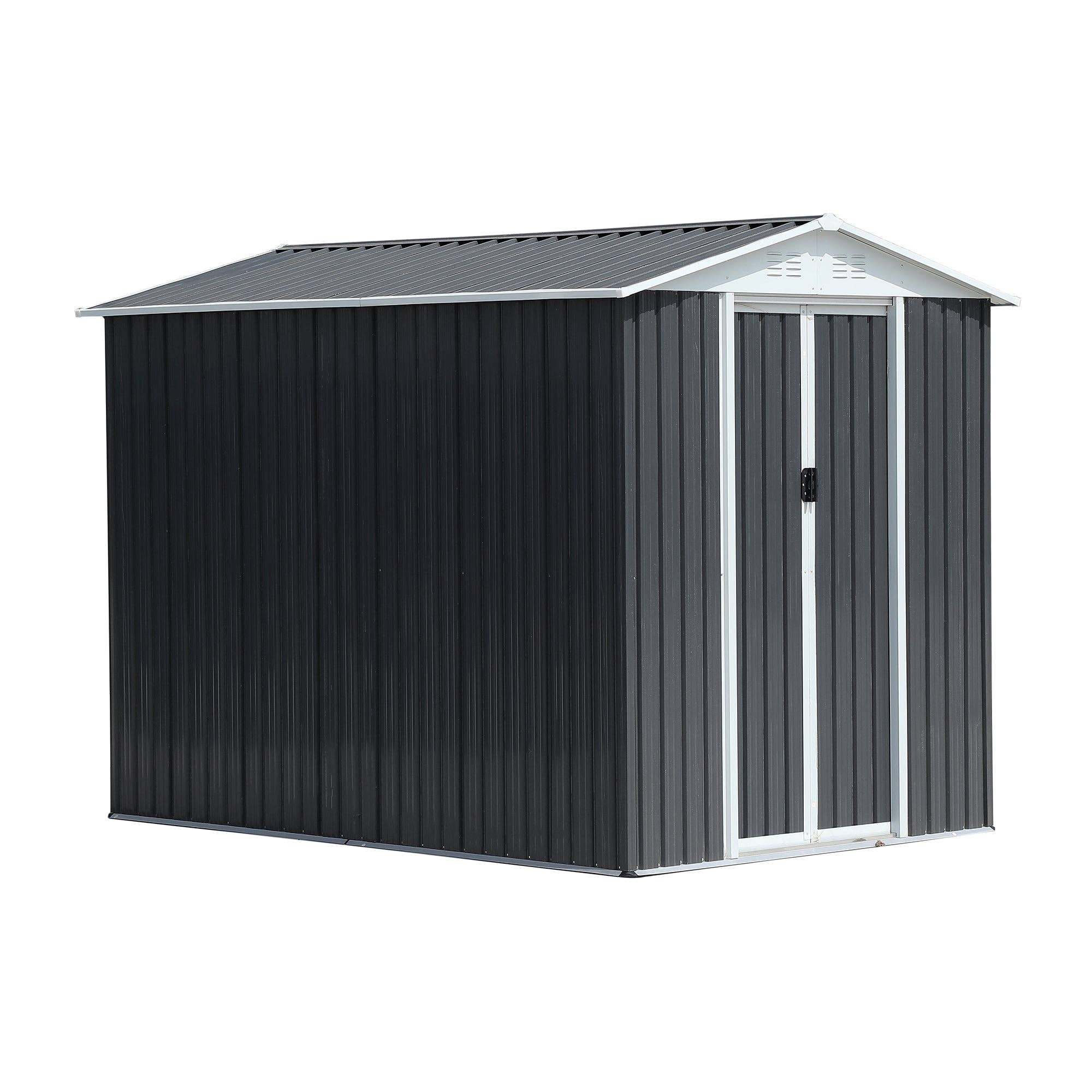 Orange County Decor - Wholesale Outdoor Ornament/Decor - Waterproof Metal Steel Waterproof Outdoor Bike Storage Garden Shed 6Ftx9Ft Apex Roof Grey With Aluminum Alloy Frame Grey Garden & Outdoor Aluminium Alloy,Metal5