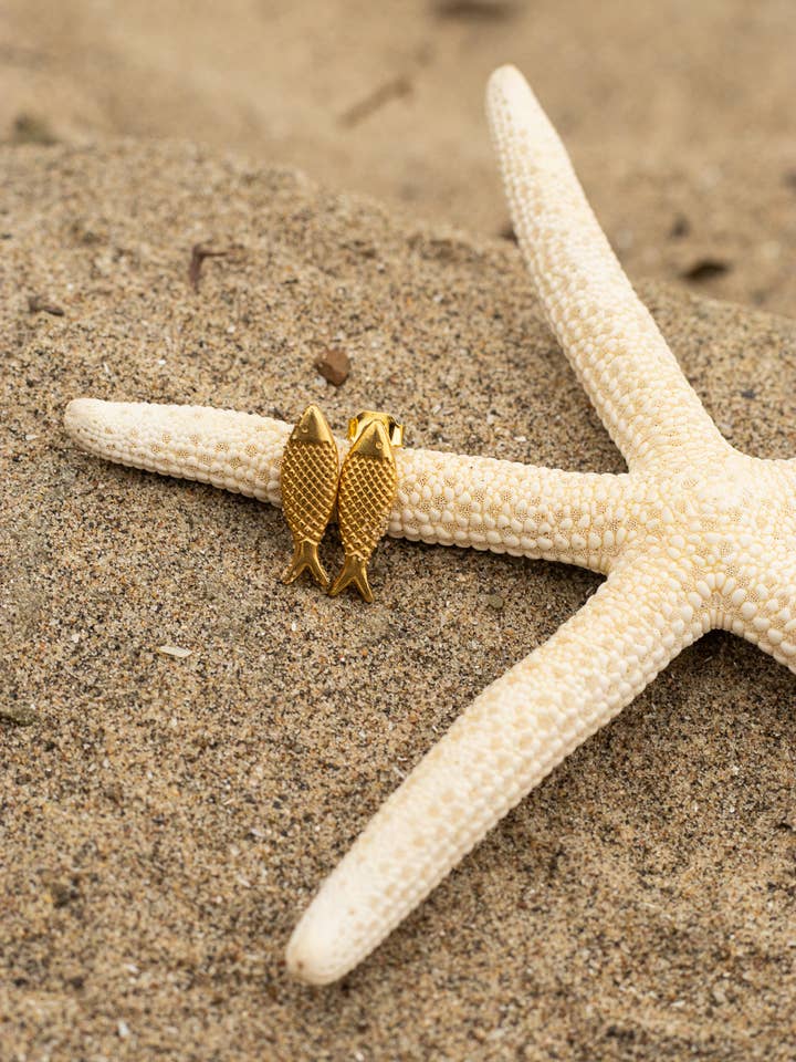 Sardine Studs - Gold or Silver for wholesale by Océanne