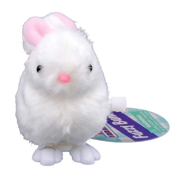 Toysmith - Wholesale Wind-Up Toy - Kids - Farm Fresh White Fuzzy Bunny Wind Ups, Spring, Easter