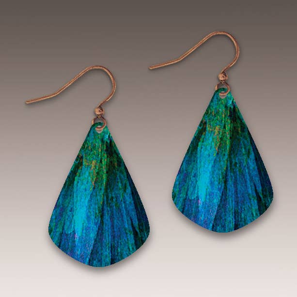 Blå natur abstrakta korta droppe handgjorda örhängen för wholesale av Illustrated Light & DC Designs