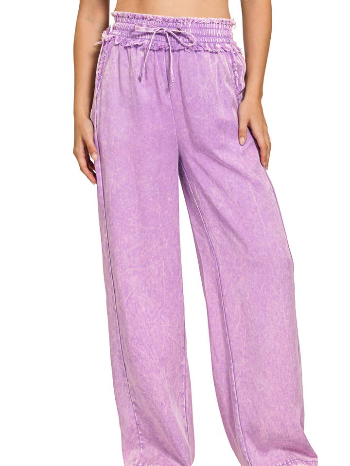 Washed Tencel Pants With Drawstring for wholesale by Vanilla Monkey