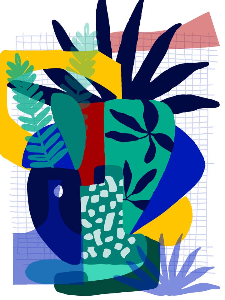 Kunstdruck Palme Vase für den Großhandel von Teresa Rego