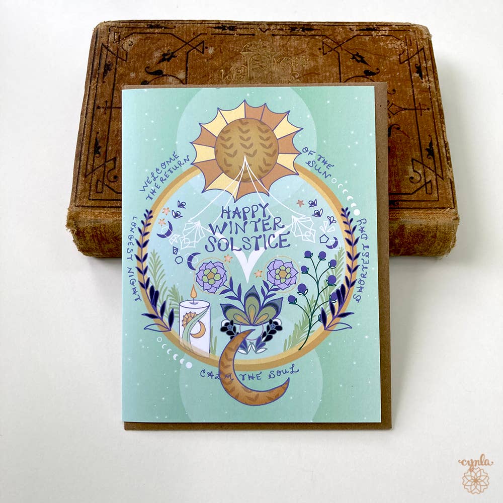 Cynla – Großhandel Saisongrußkarte – Schachtel mit 8 Karten zur Wintersonnenwende — Weihnachtsgrußkarte Happy6