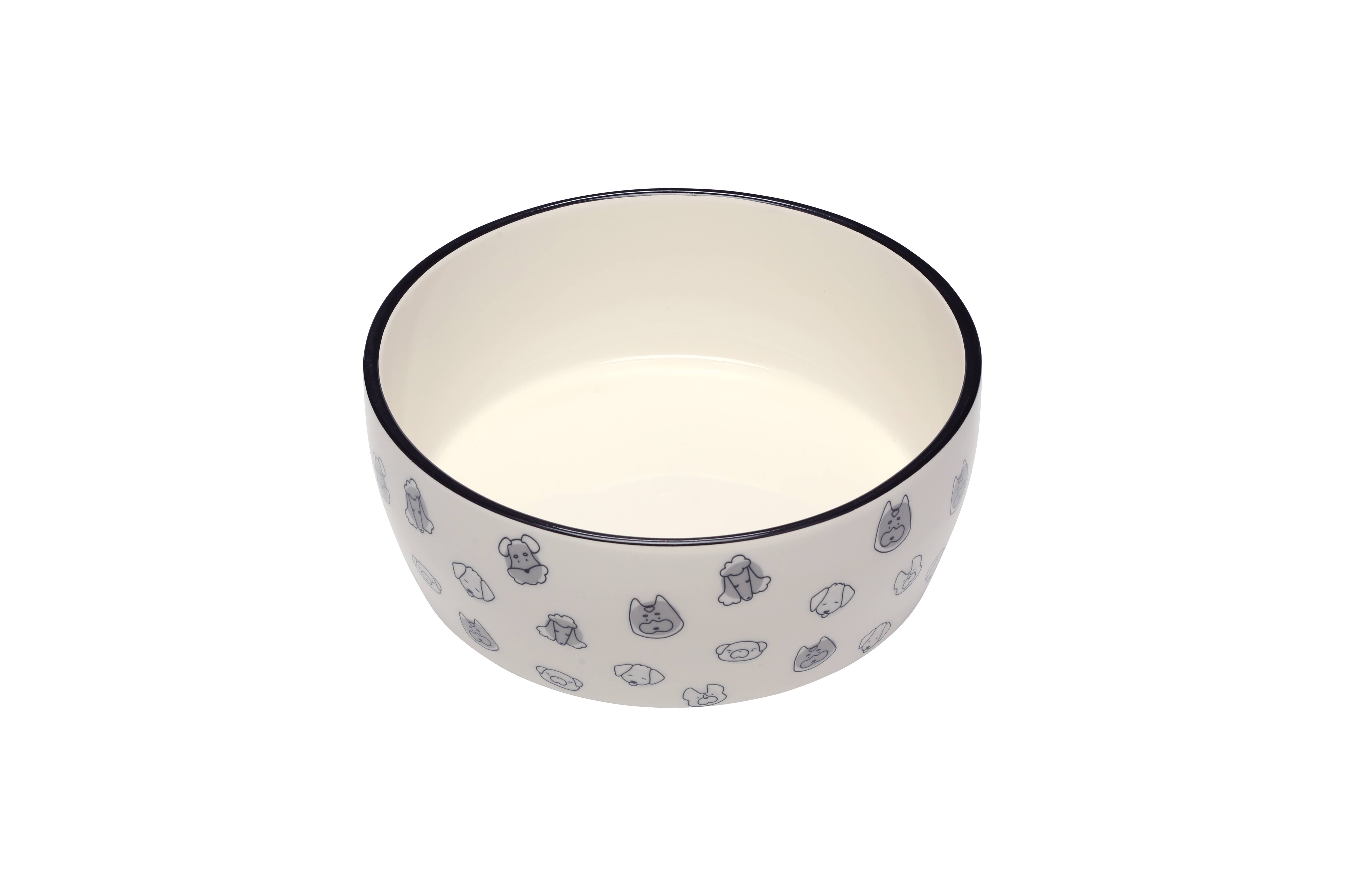 Pearhead - Wholesale Pet Bowl - Cat/Dog - Dog Faces Pattern Ceramic Pet Bowl, Water or Food Dish, XL1