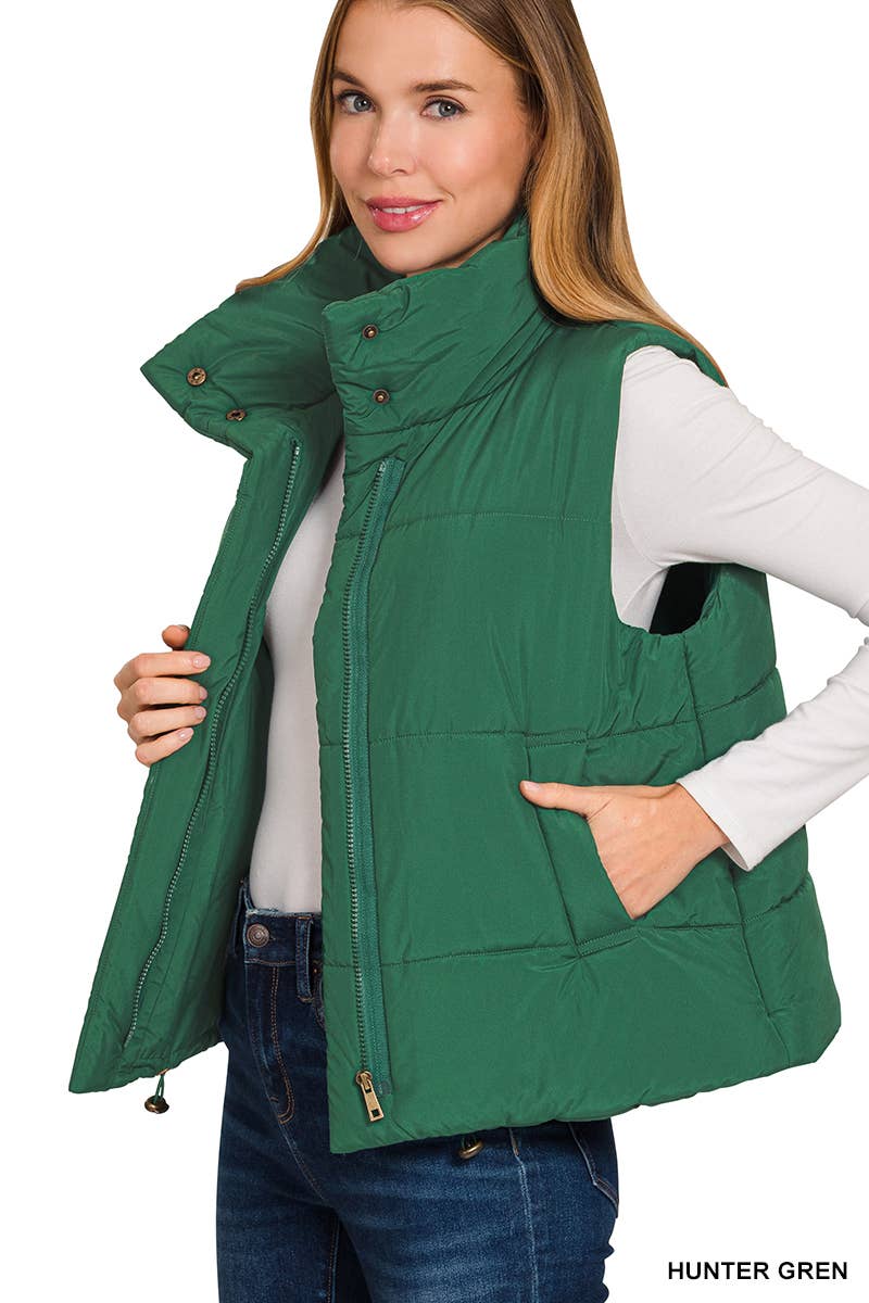 42POPS – Engroshandel Vest - Dame – 1015 Højhalset Puffer Vest med Lommer SI-281608