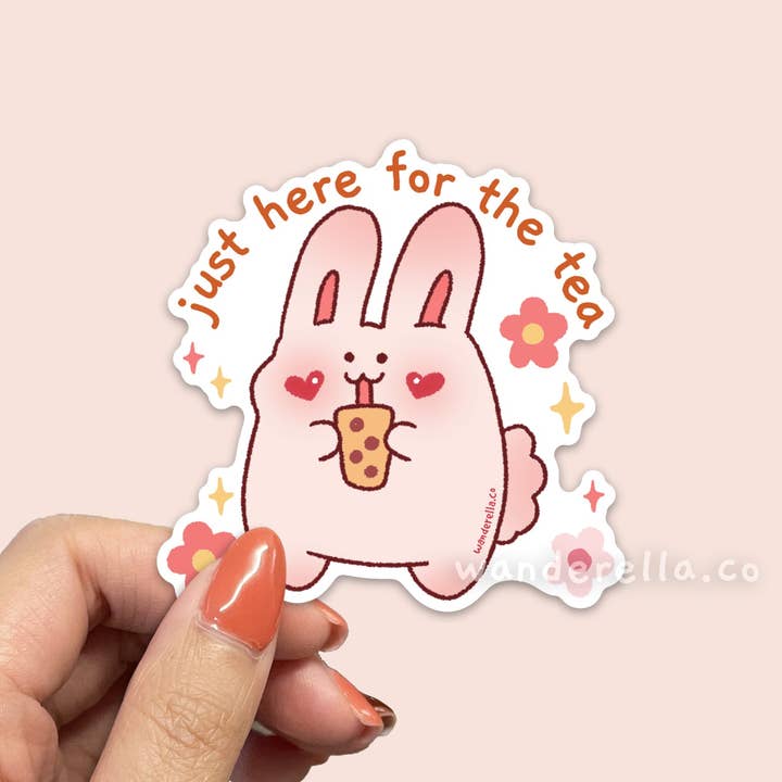Just Here for the Tea Sticker for wholesale by Wanderella
