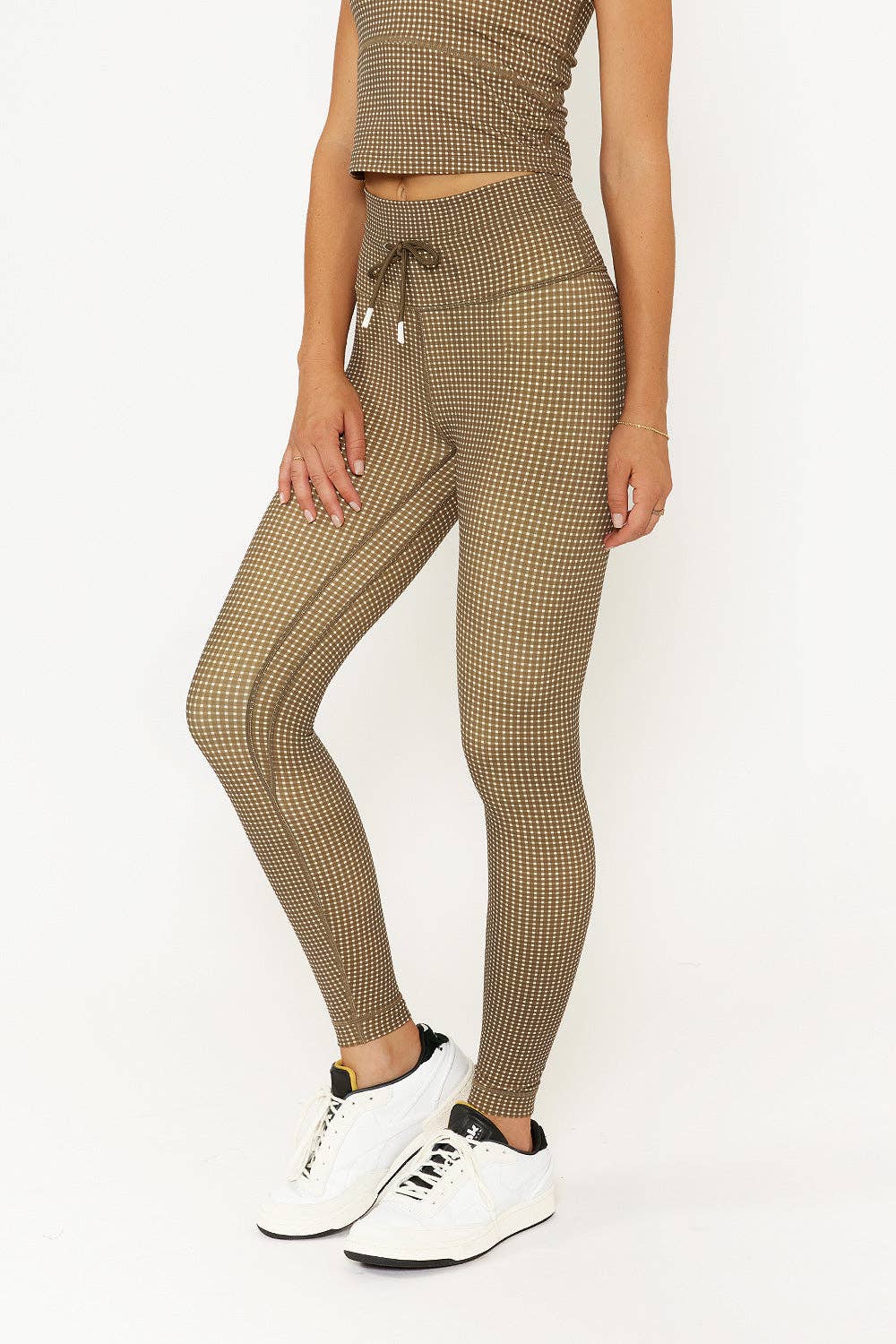 Olive Gingham Aria 7/8 Legging Olijf Gingham voor groothandel op Faire1