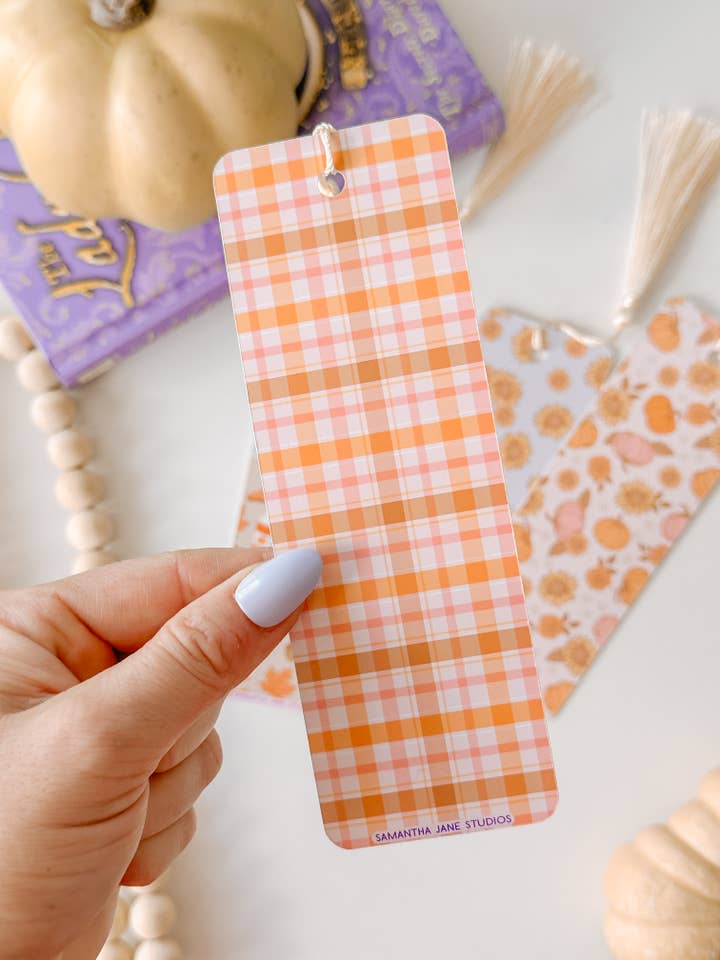 Marque-page à carreaux d'automne pour la vente par Samantha Jane Studios