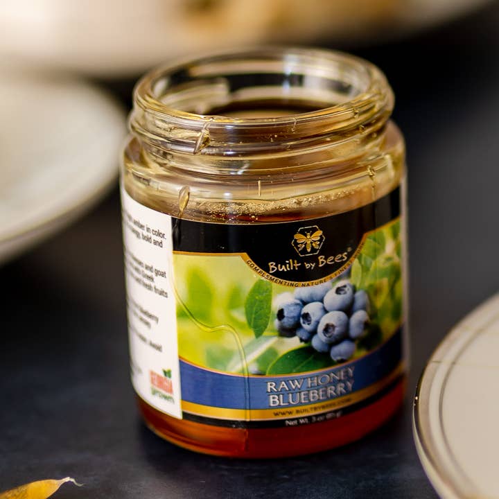 Raw Blueberry Honey 8 oz for wholesale by Built by Bees