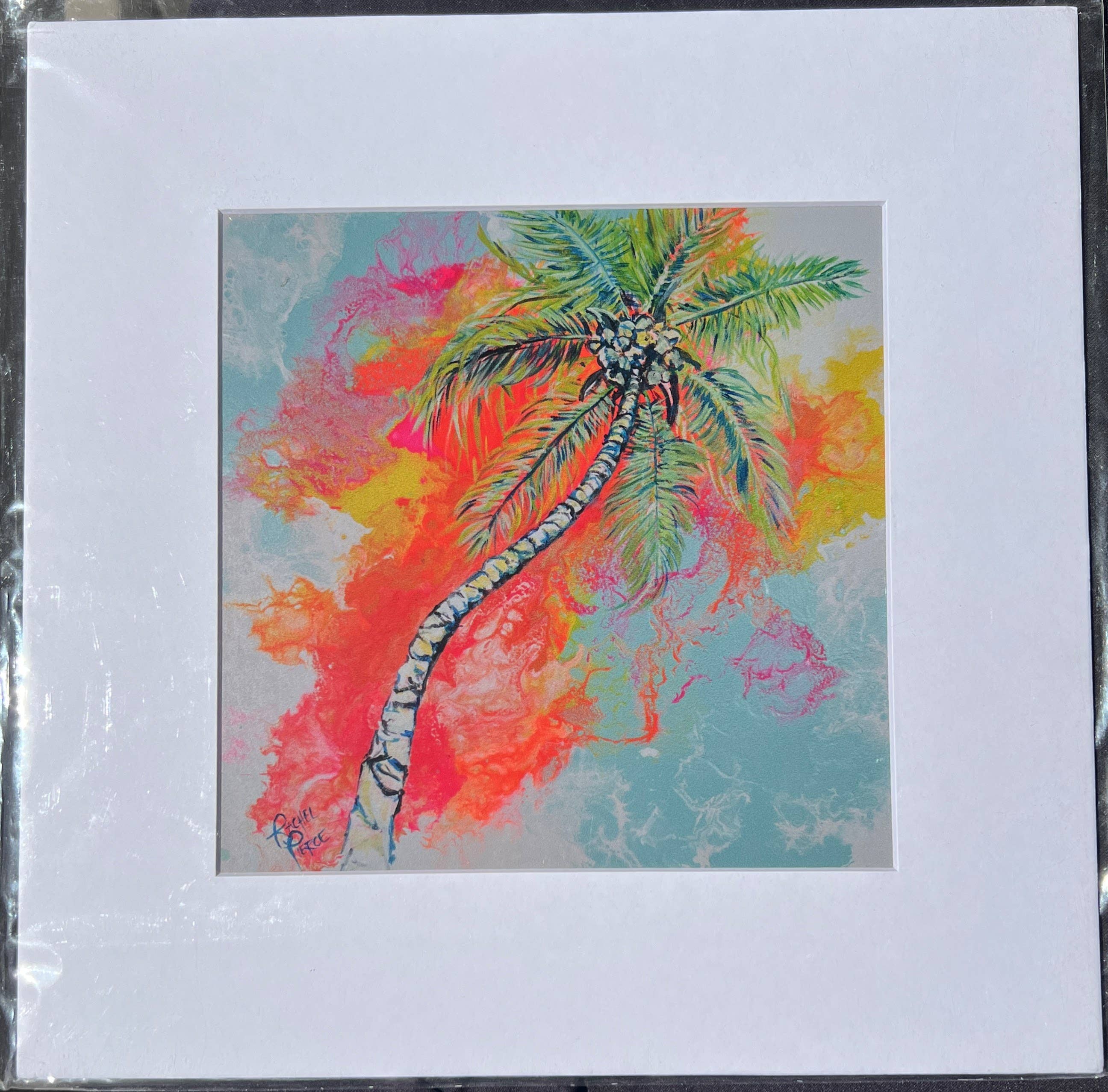 Rachel Pierce Art Gallery - Wholesale Art Print - Technicolor Palm Tree Matted Art Print1