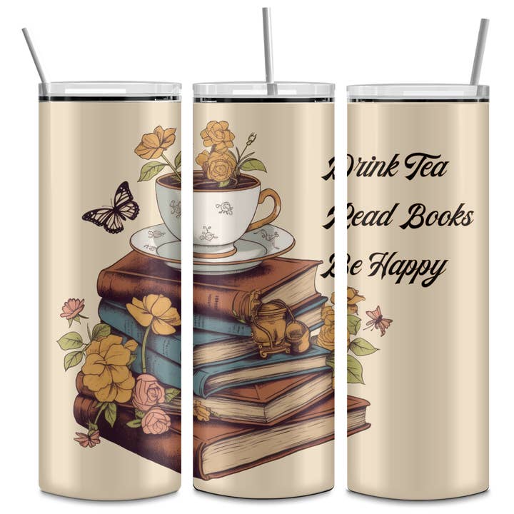 Buvez du thé, lisez des livres, soyez heureux - Gobelet fin de 20 oz pour la vente par Dogwood Graphics & Design