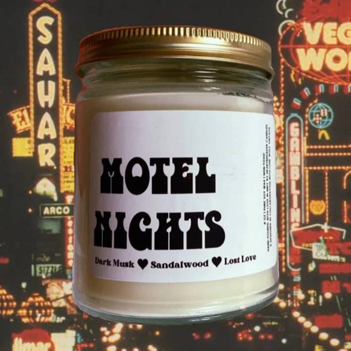 Motel Nights Soy Candle for wholesale by Heartbreaker Candles