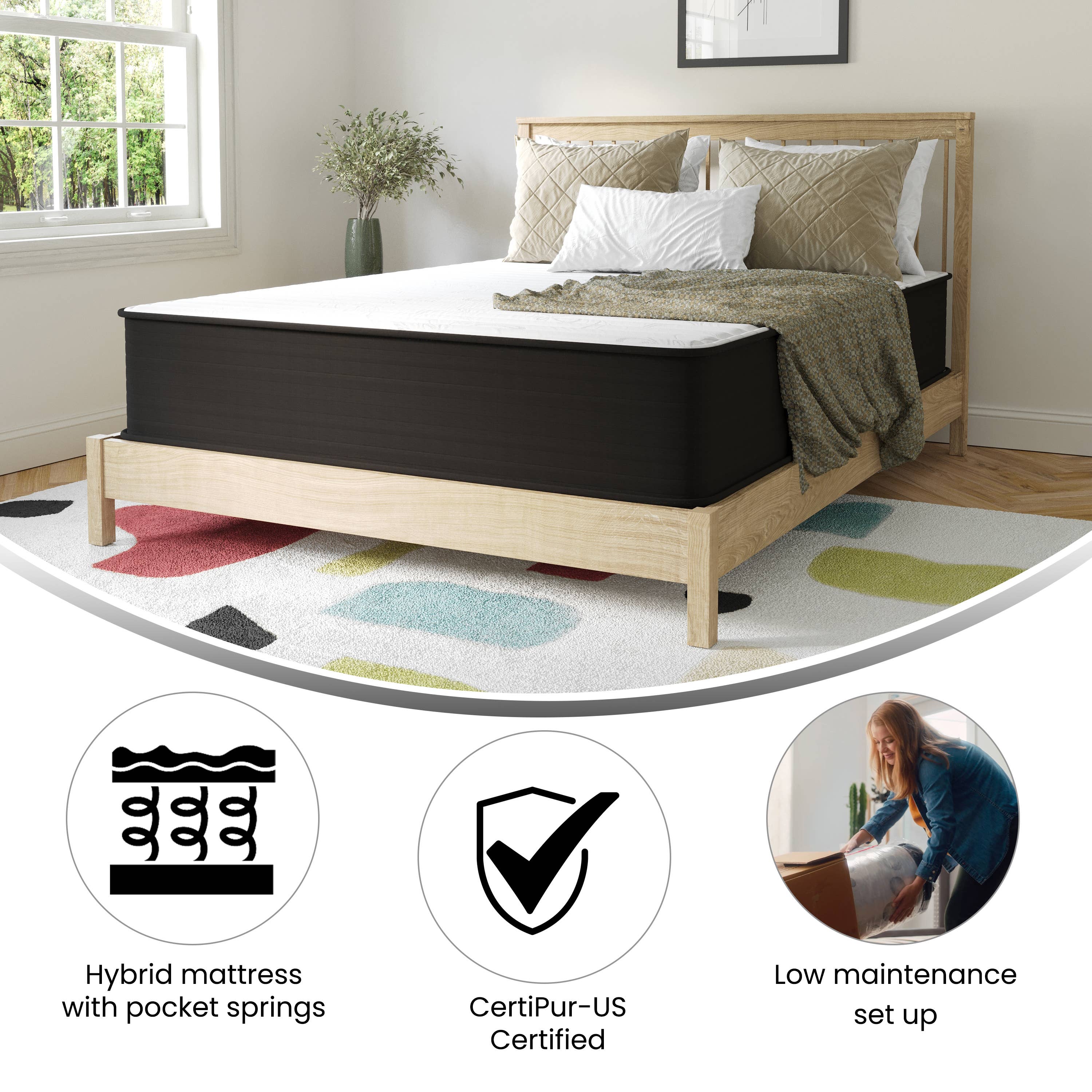 Flash Furniture - Wholesale Bed - 12" Queen Foam and Spring Hybrid Mattress in a Box3