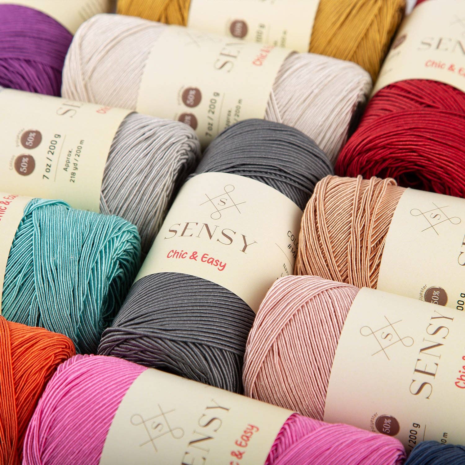 Sensy - Wholesale Yarn - Sensy Premium Chic & Easy 1.5mm 218 Yards 50% Cotton 50% Polyester Rope Crochet Bag Cord Crochet Thread34