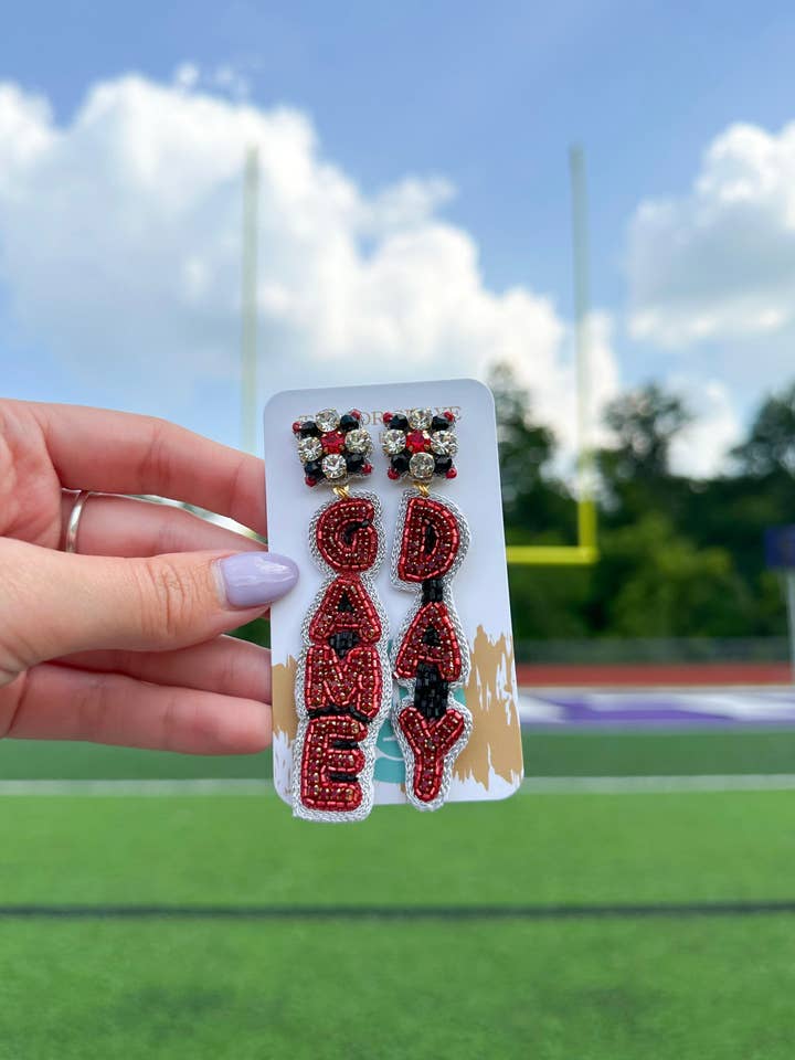 Red/Black Gameday Drops for wholesale by Taylor Shaye Designs