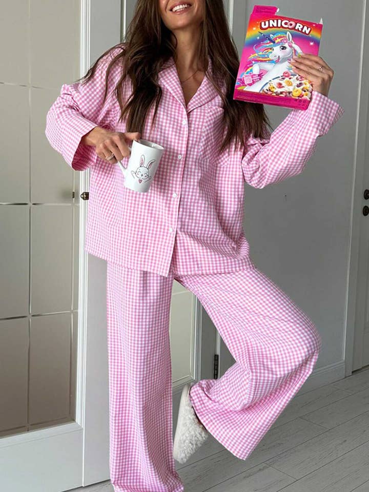 Plaid Blouse Cotton Two-piece Outfit for wholesale by Red Clover USA